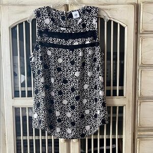 CAbi Black and White Sleeveless Blouse